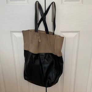 H&M Two-Tone Black and Taupe Leather Tote